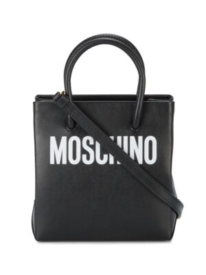 12227894_10546780_1000.jpg Moschino Black logo print leather tote bag