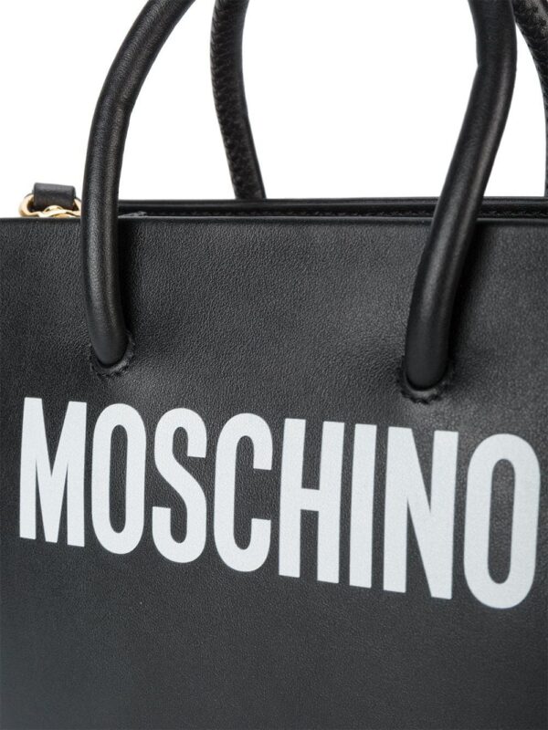 12227894_10546792_1000.jpg Moschino Black logo print leather tote bag
