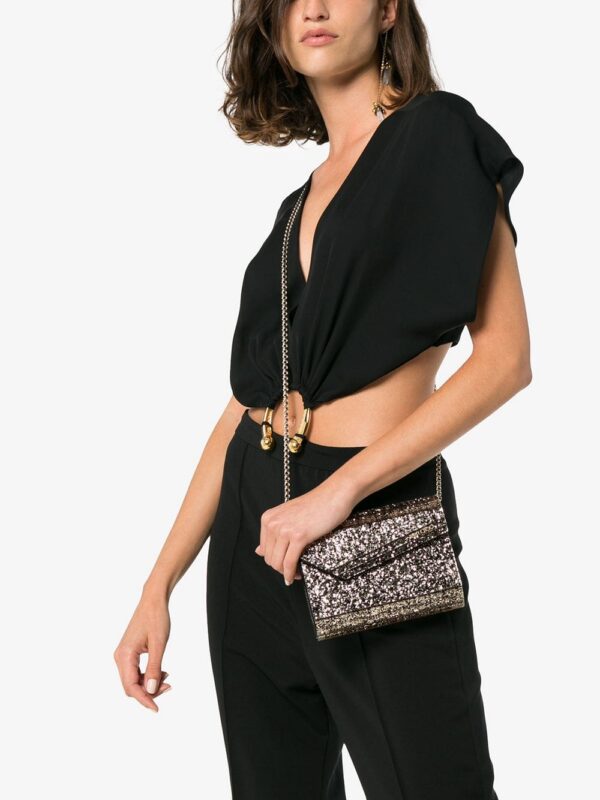 Jimmy Choo metallic Candy glitter envelope clutch