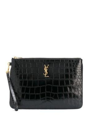 Saint Laurent  crocodile-embossed tablet-holder pouch bag