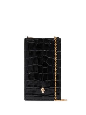 15341130_28738325_1000.jpg Alexander McQueen skull-plaque crocodile-effect phone pouch 16x9.5cm