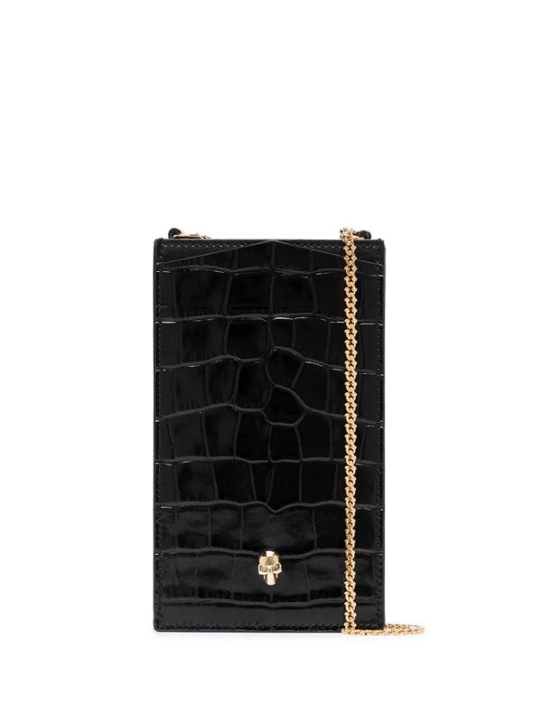 15341130_28738325_1000.jpg Alexander McQueen skull-plaque crocodile-effect phone pouch 16x9.5cm