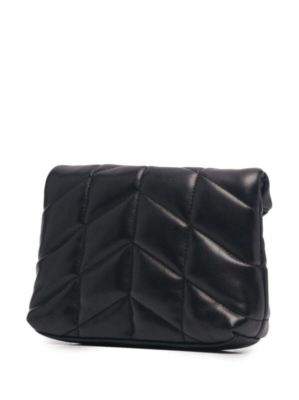 Saint Laurent  Black Logo Plaque Quilted Clutch