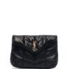 Saint Laurent  Black Logo Plaque Quilted Clutch