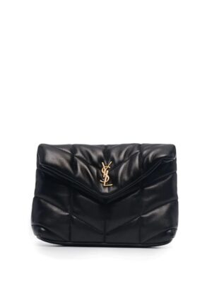 16634880_f1582e04-7f02-4e05-95ec-90dede36fd25_1000.jpg Saint Laurent Black Logo Plaque Quilted Clutch