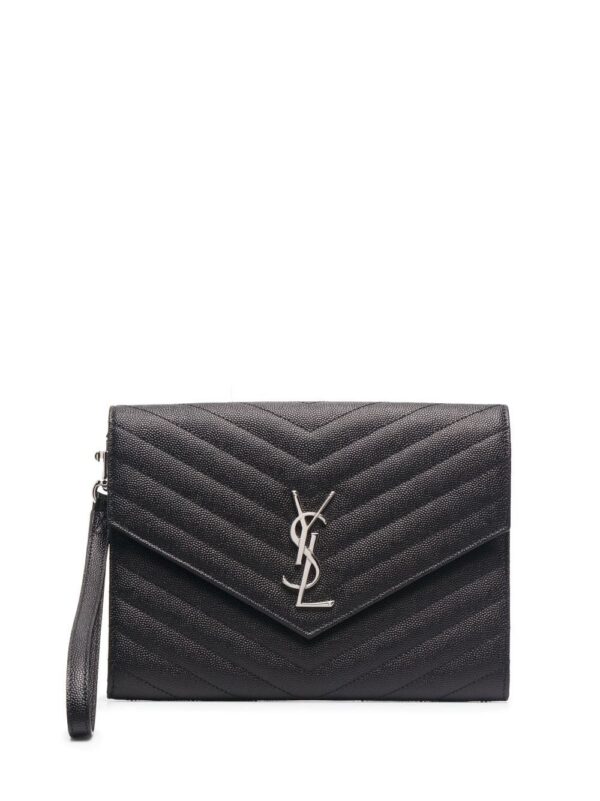 16635092_efbad3e1-4570-4c22-8824-c072bbfe8a32_1000.jpg Saint Laurent logo-plaque chevron-quilt clutch bag