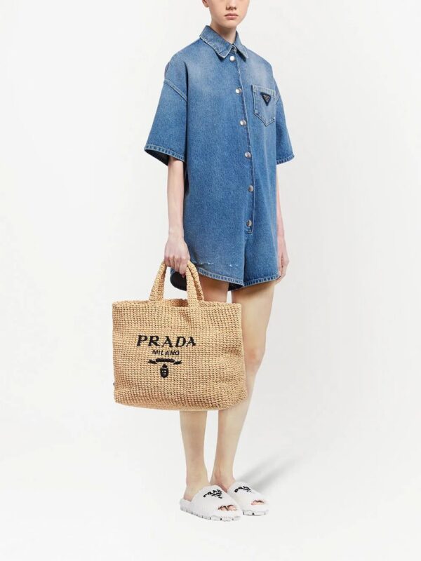16763011_33135385_1000.jpg Prada logo-embroidered raffia tote bag