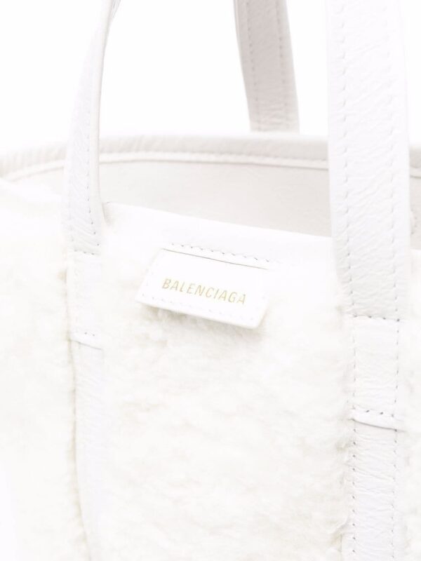 Balenciaga small Barbes East-West shearling shopper tote bag