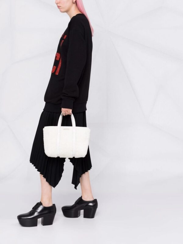 Balenciaga small Barbes East-West shearling shopper tote bag