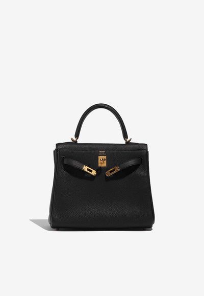 Hermès Kelly 25 Top Handle Bag in Black Togo Leather with Gold Hardware bag