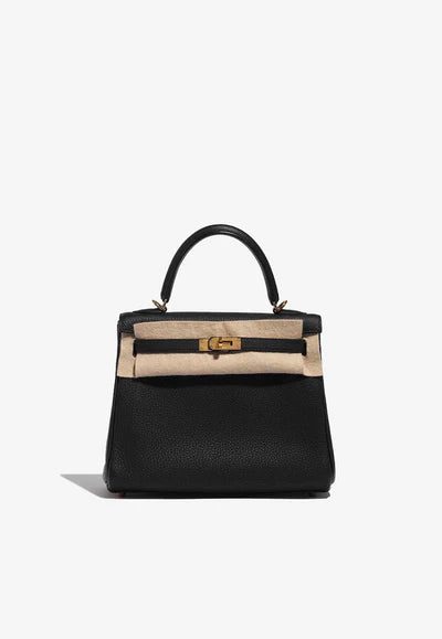 Hermès Kelly 25 Top Handle Bag in Black Togo Leather with Gold Hardware bag
