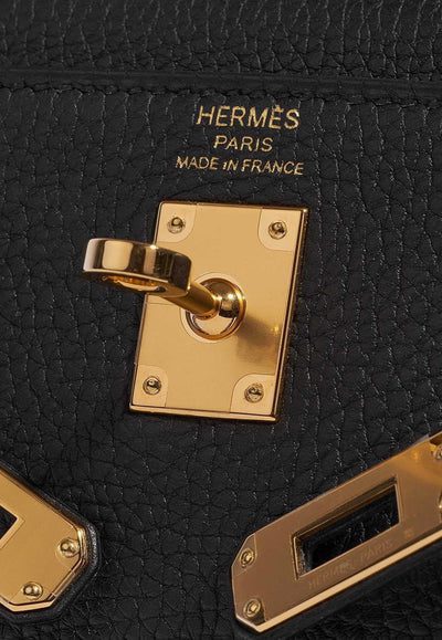 Hermès Kelly 25 Top Handle Bag in Black Togo Leather with Gold Hardware bag