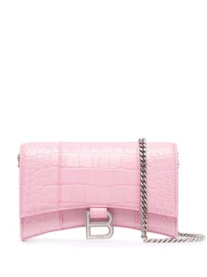 Balenciaga  Hourglass crocodile-embossed chain wallet