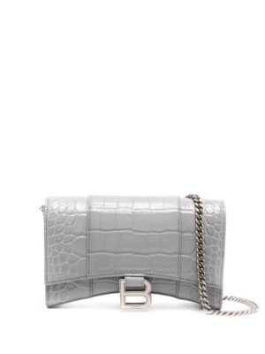 Balenciaga  Hourglass crocodile-effect clutch bag