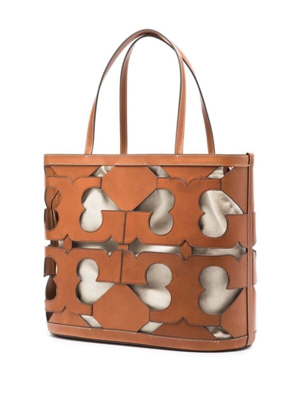 Tory Burch cut-out logo leather tote bag