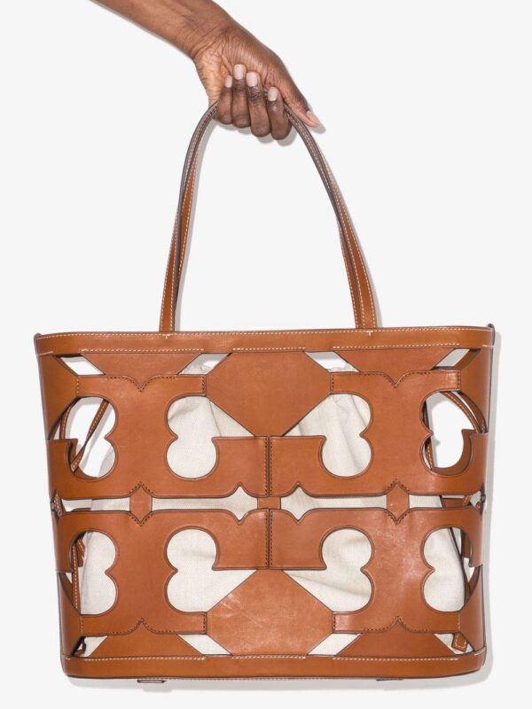 Tory Burch cut-out logo leather tote bag