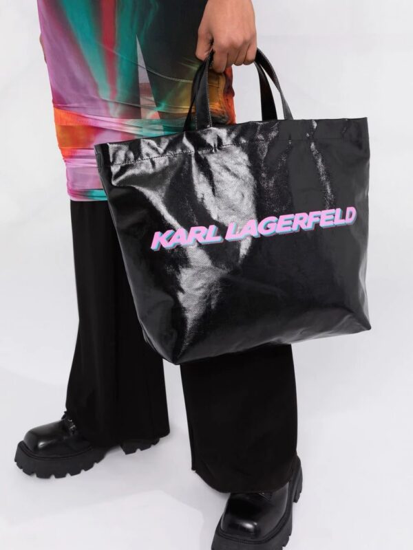 18024925_39669745_1000.jpg Karl Lagerfeld K/Futuristic logo-print coated tote bag