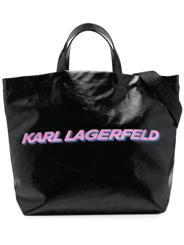 18024925_39671191_1000.jpg Karl Lagerfeld K/Futuristic logo-print coated tote bag