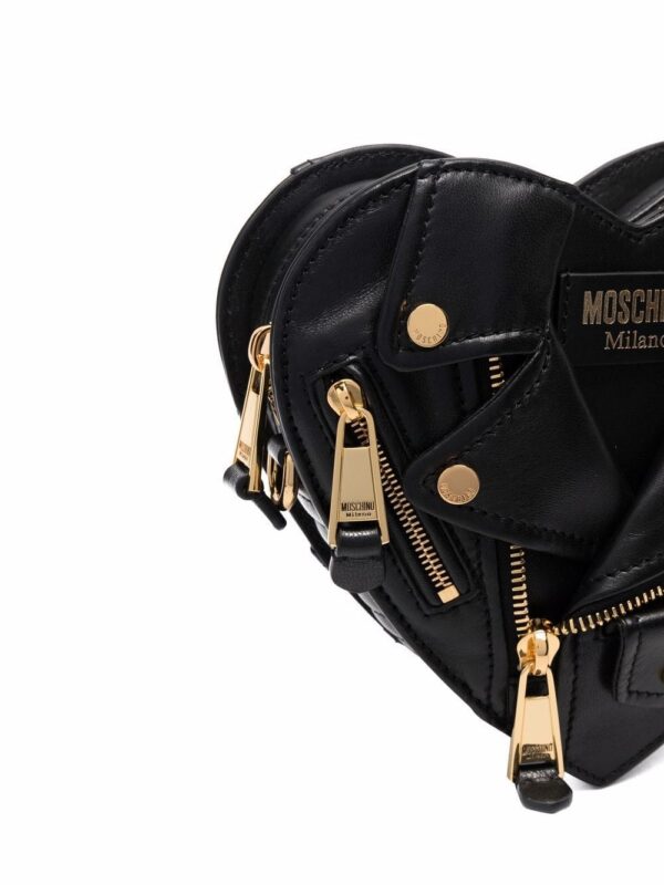 Moschino Heart Biker leather crossbody bag