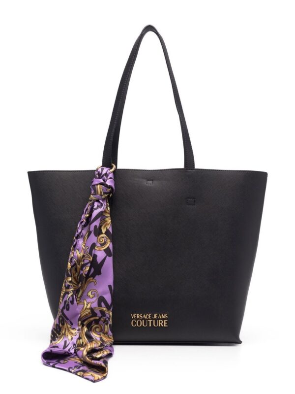 18456587_39675275_1000_43f5f246-26f3-4586-b35f-ae4d68ba29da.jpg Versace Jeans Couture scarf-detail logo plaque tote bag