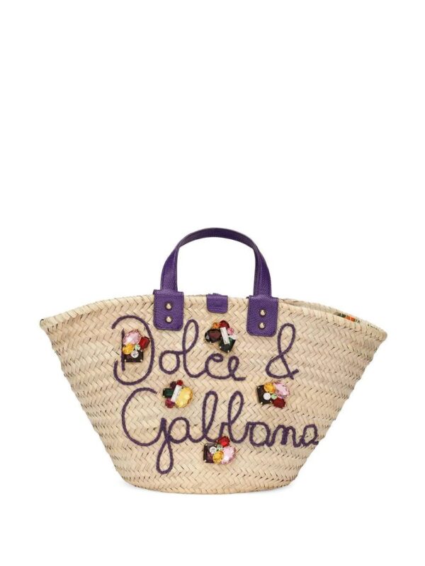 18576496_40257567_1000.jpg Dolce & gabbana logo-embroidered raffia tote bag