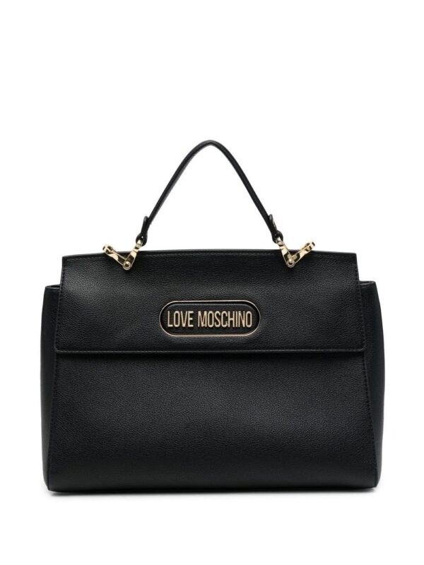 18578477_40110327_1000.jpg Moschino logo-plaque grained tote bag