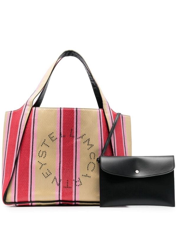 18616530_42506913_1000-1.jpg Stella McCartney striped logo-print tote bag
