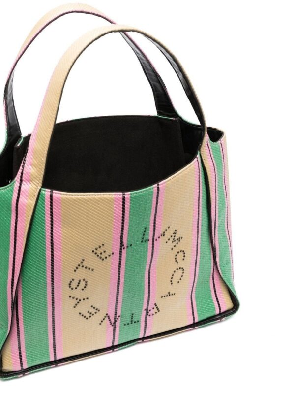 Stella McCartney stripe-print raffia tote bag