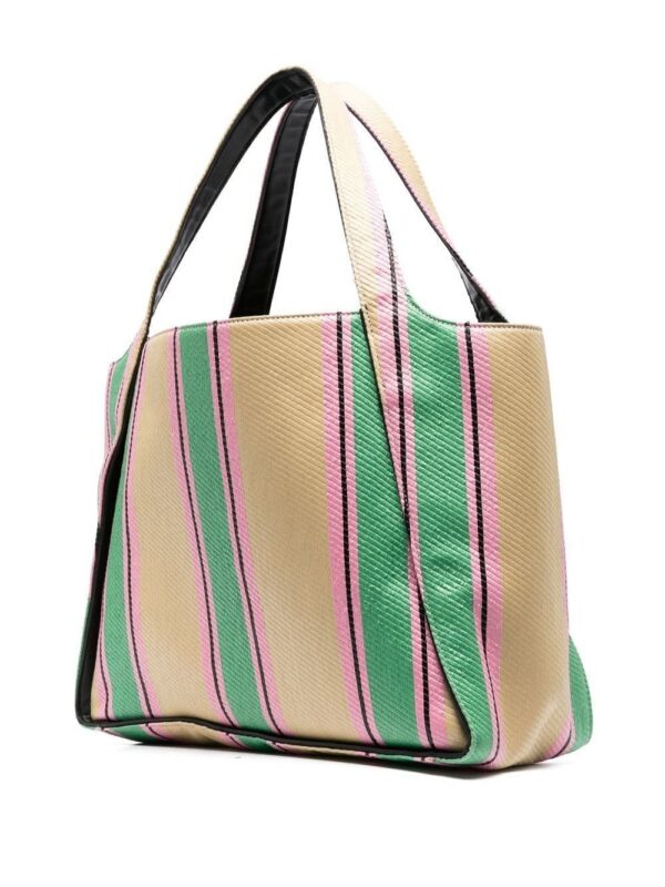 Stella McCartney stripe-print raffia tote bag