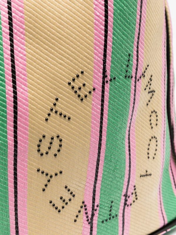 Stella McCartney stripe-print raffia tote bag