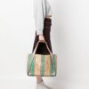 Stella McCartney stripe-print raffia tote bag