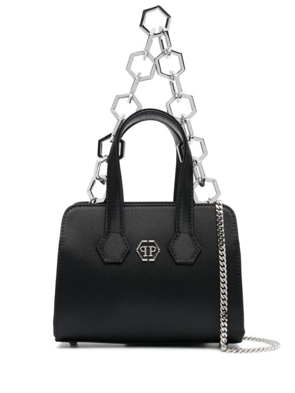 Phillip plein logo-plaque satin-finish tote bag