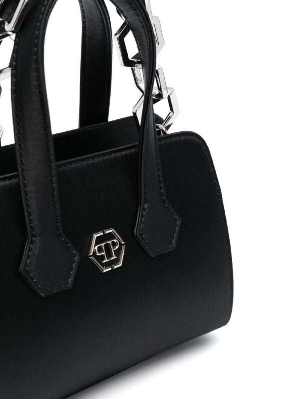 18697553_42120857_1000-1.jpg Philipp Plein logo-plaque satin-finish tote bag