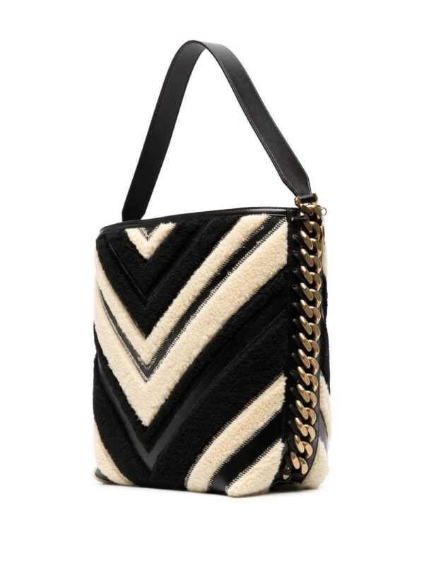 Stella McCartney chevron-pattern faux-fur tote bag