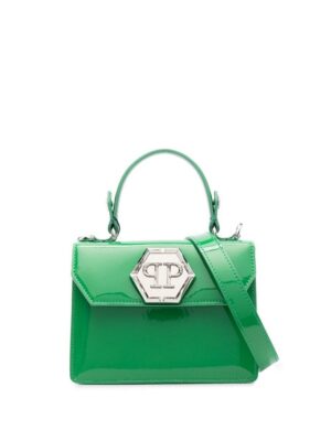 18865682_43876544_1000.jpg Philipp Plein logo-plaque patent-leather handbag