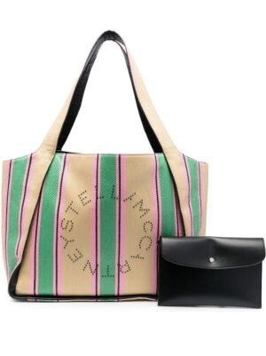 Stella McCartney Logo striped woven tote bag