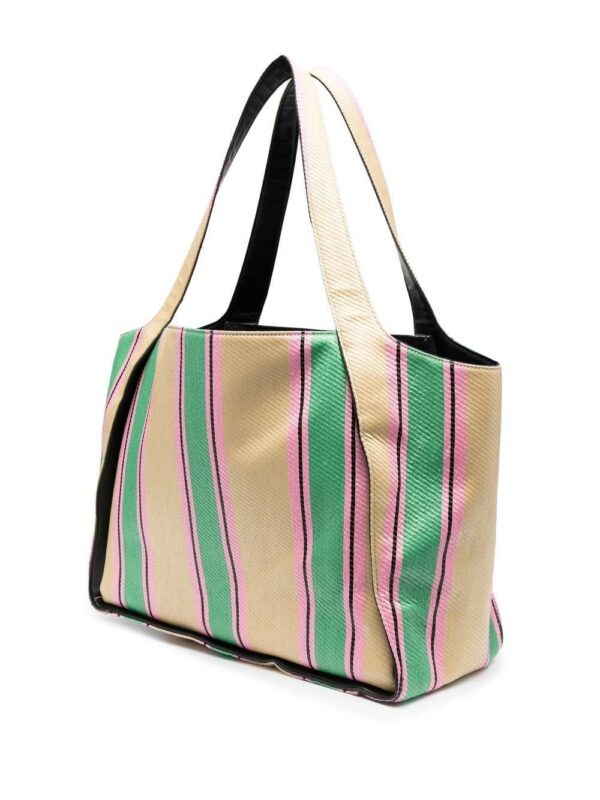 19346308_42536687_1000.jpg Stella McCartney Logo striped woven tote bag