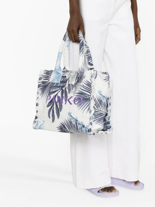 PINKO  logo-embroidered beach bag