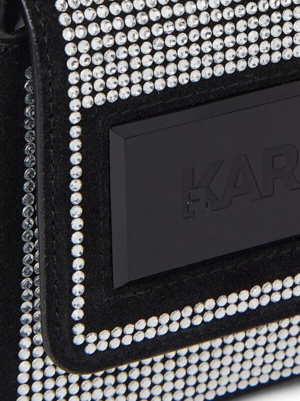 19618376_45166199_1000.jpg Karl Lagerfeld IKON K small Flap crystal-embellished shoulder bag