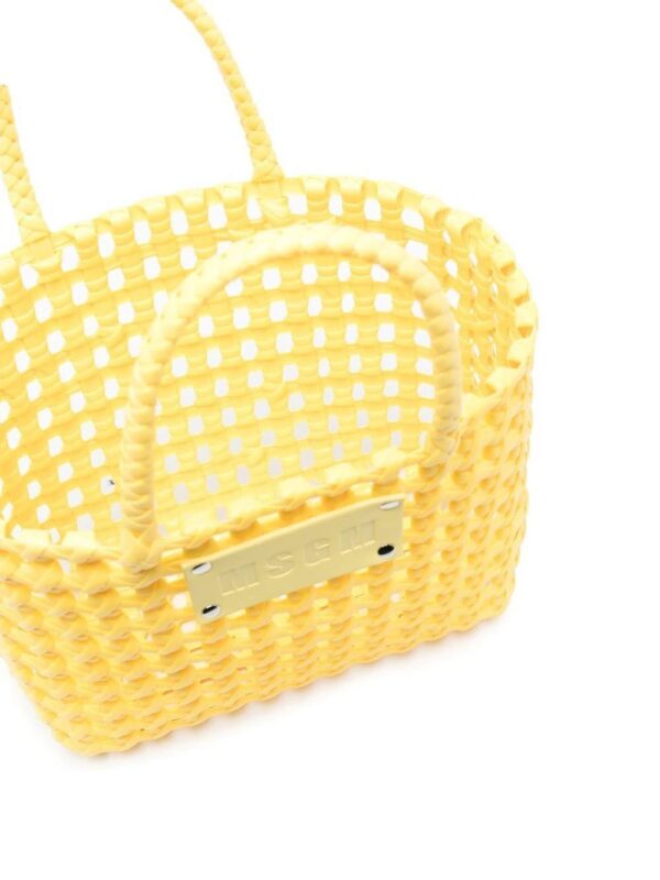 MSGM  logo-plaque woven tote bag