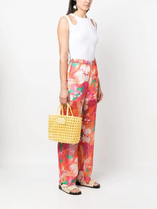 MSGM  logo-plaque woven tote bag
