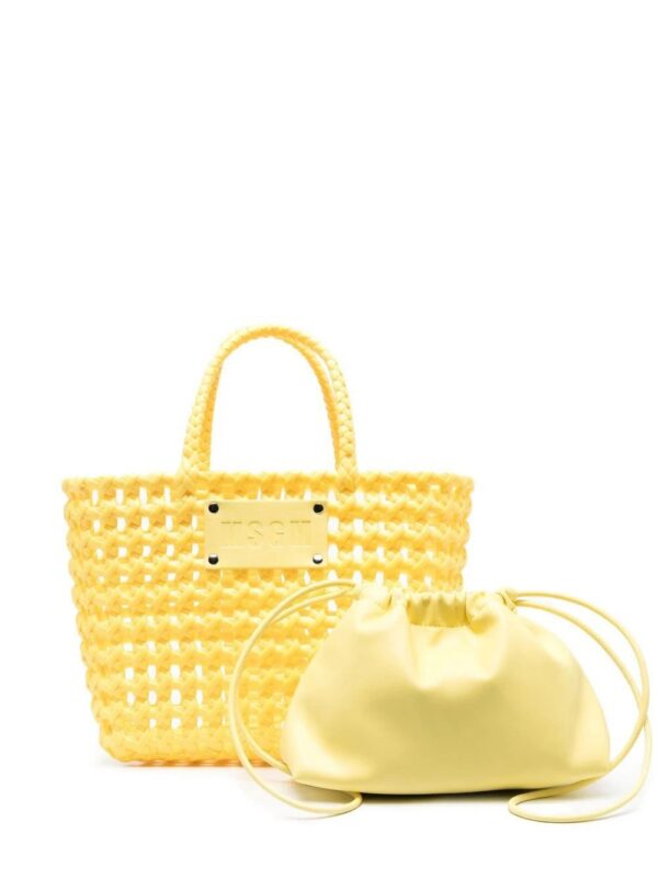 MSGM  logo-plaque woven tote bag