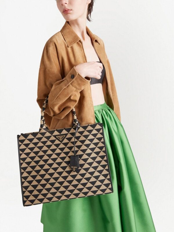 Prada large Symbole embroidered tote bag