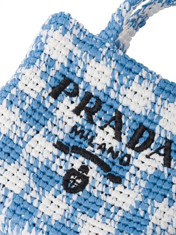 Prada  logo-knit gingham tote bag