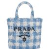 Prada  logo-knit gingham tote bag