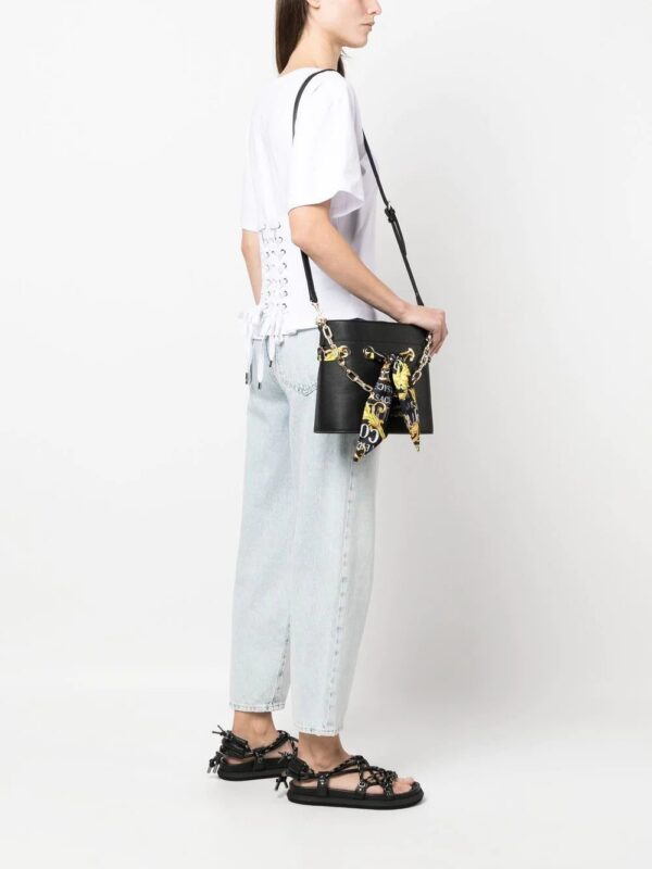 Versace Jeans Couture  logo-lettering scarf-detail tote bag