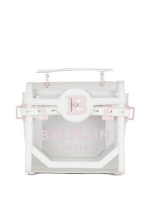 Balmain logo-print transparent crossbody bag
