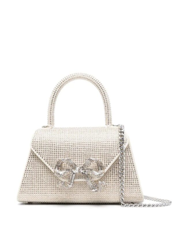 Self-Portrait  bow-detail crystal-embellished tote bag