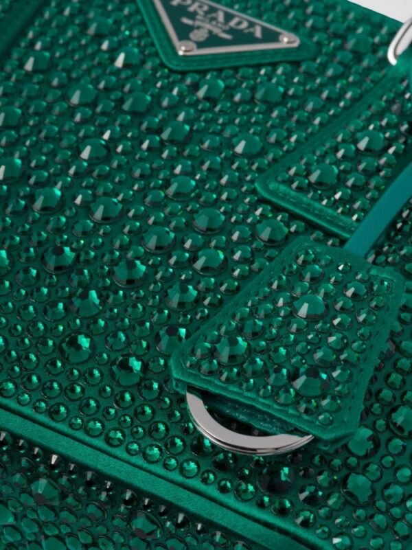 Prada Galleria crystal-embellished satin mini bag