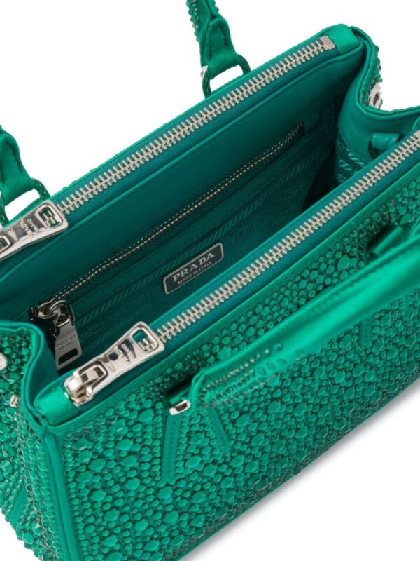 Prada Galleria crystal-embellished satin mini bag